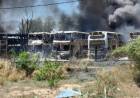 Incendio en un depósito de colectivos 