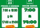 Horarios especiales