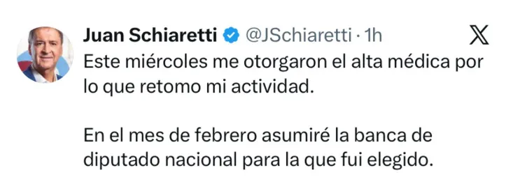 Recibió el alta médica